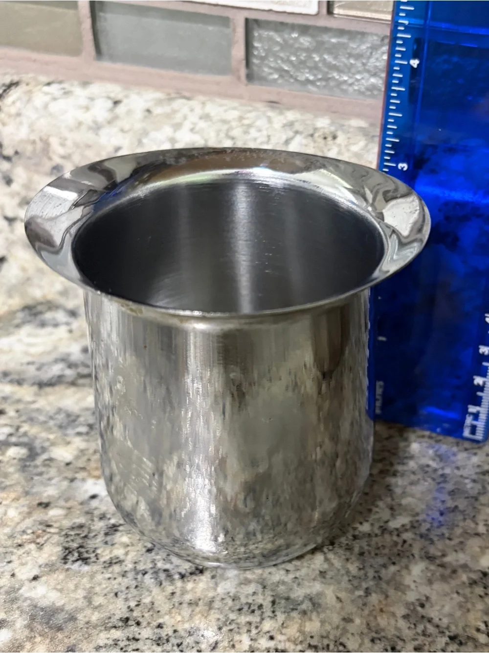 Vtg Art Deco 3” Flared Rim polished stainless Steel Silver cup sugar container